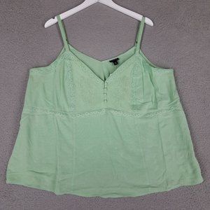 NEW Torrid 2/ 2X Tank Top Crinkle Gauze Embroidered Babydoll Mint Green Flowy